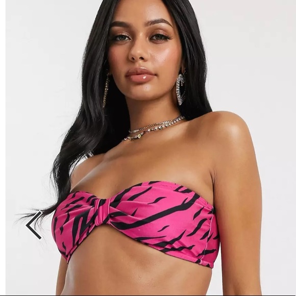 UNIQUE 21 zebra bandeau bikini top size 10 - Picture 1 of 4